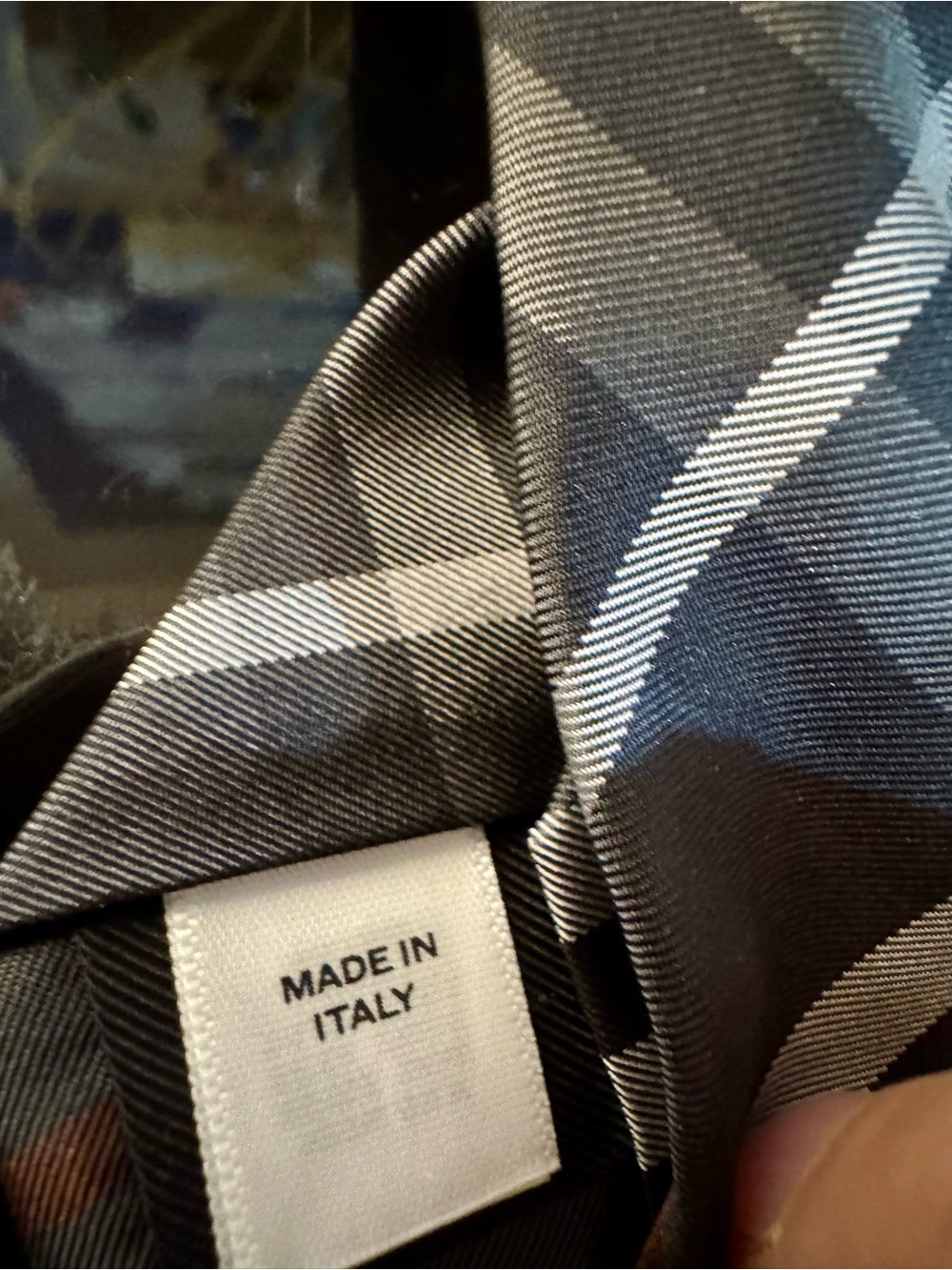 2 Classic Plaid Check Men's Burberry Ties - Black Charcoal Gray Never Worn - Picture 7 of 9